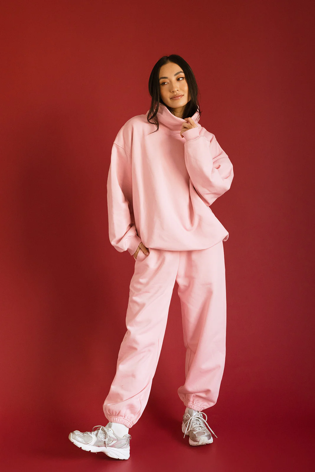 Fancy Oversized Fleece Embroidered Rolled Neck - Gumdrop - Image 4