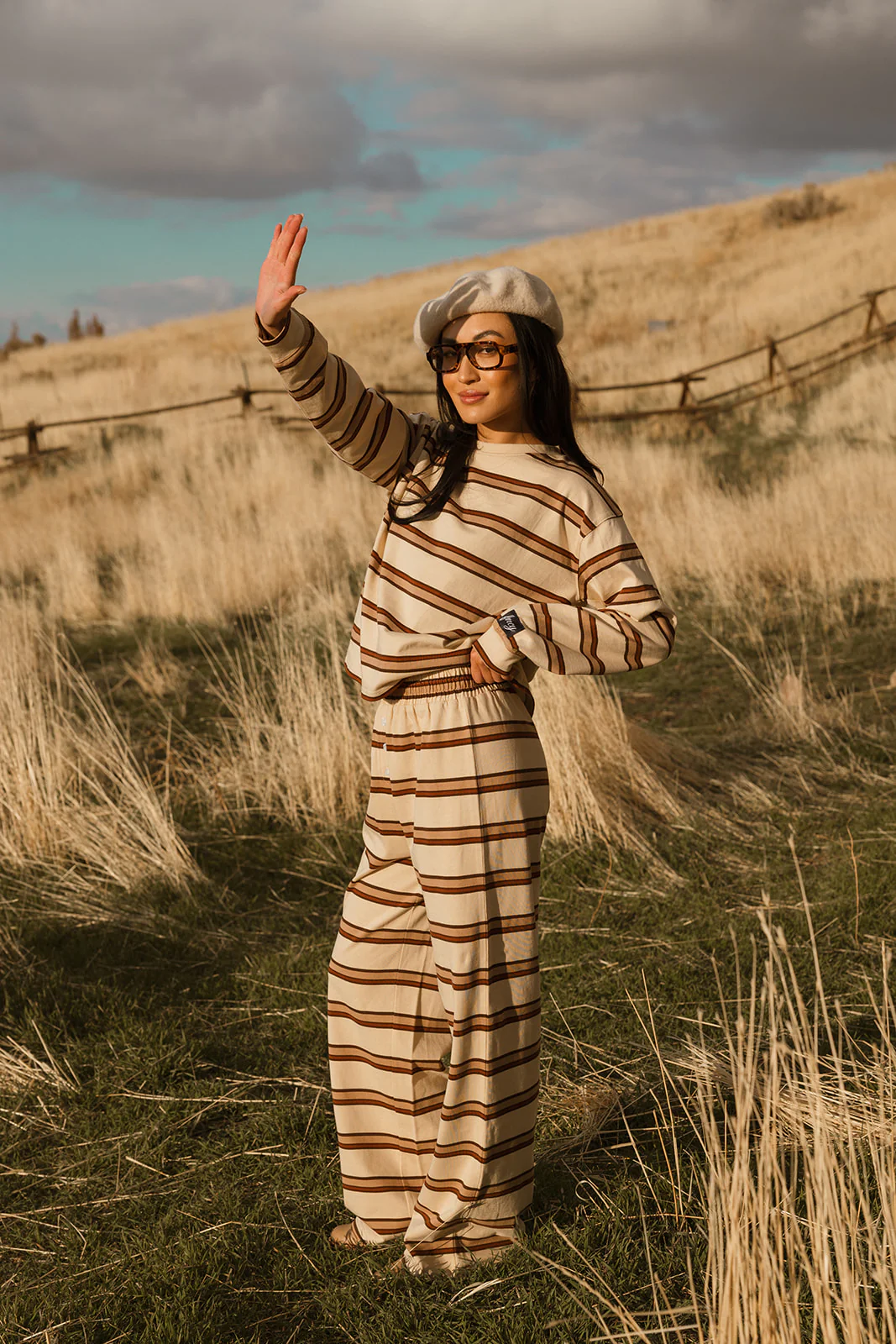 Fancy Striped Button Pants- Desert Sand Brown - Image 12