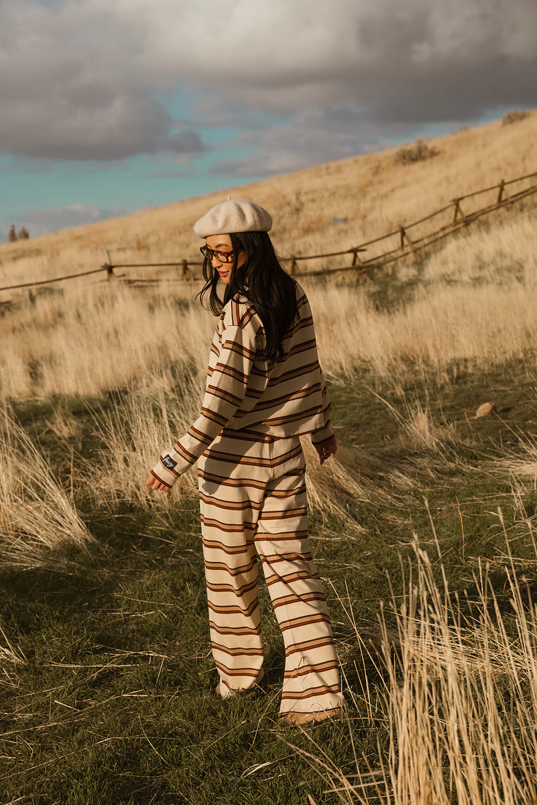 Fancy Striped Button Pants- Desert Sand Brown - Image 13