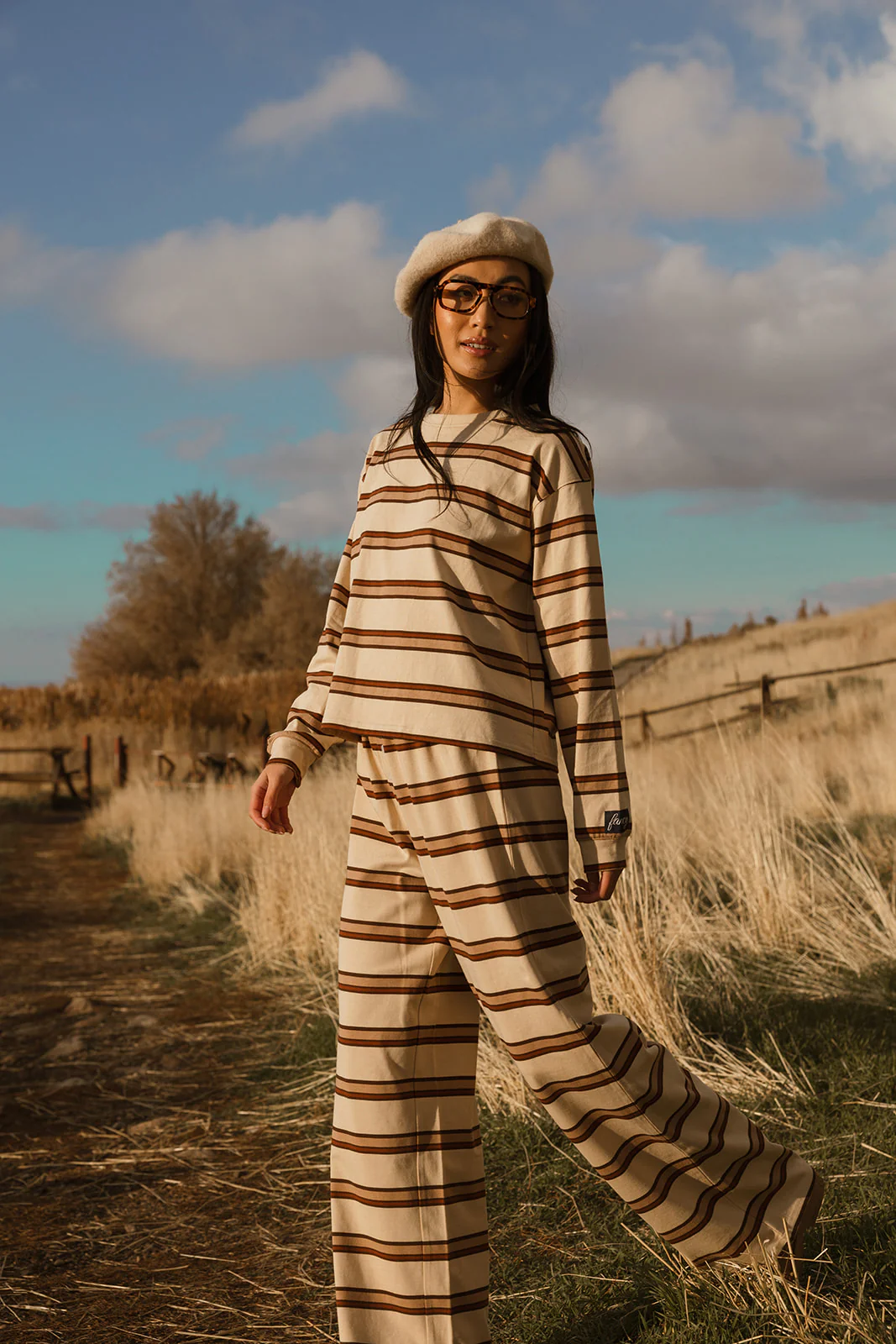 Fancy Striped Button Pants- Desert Sand Brown - Image 18