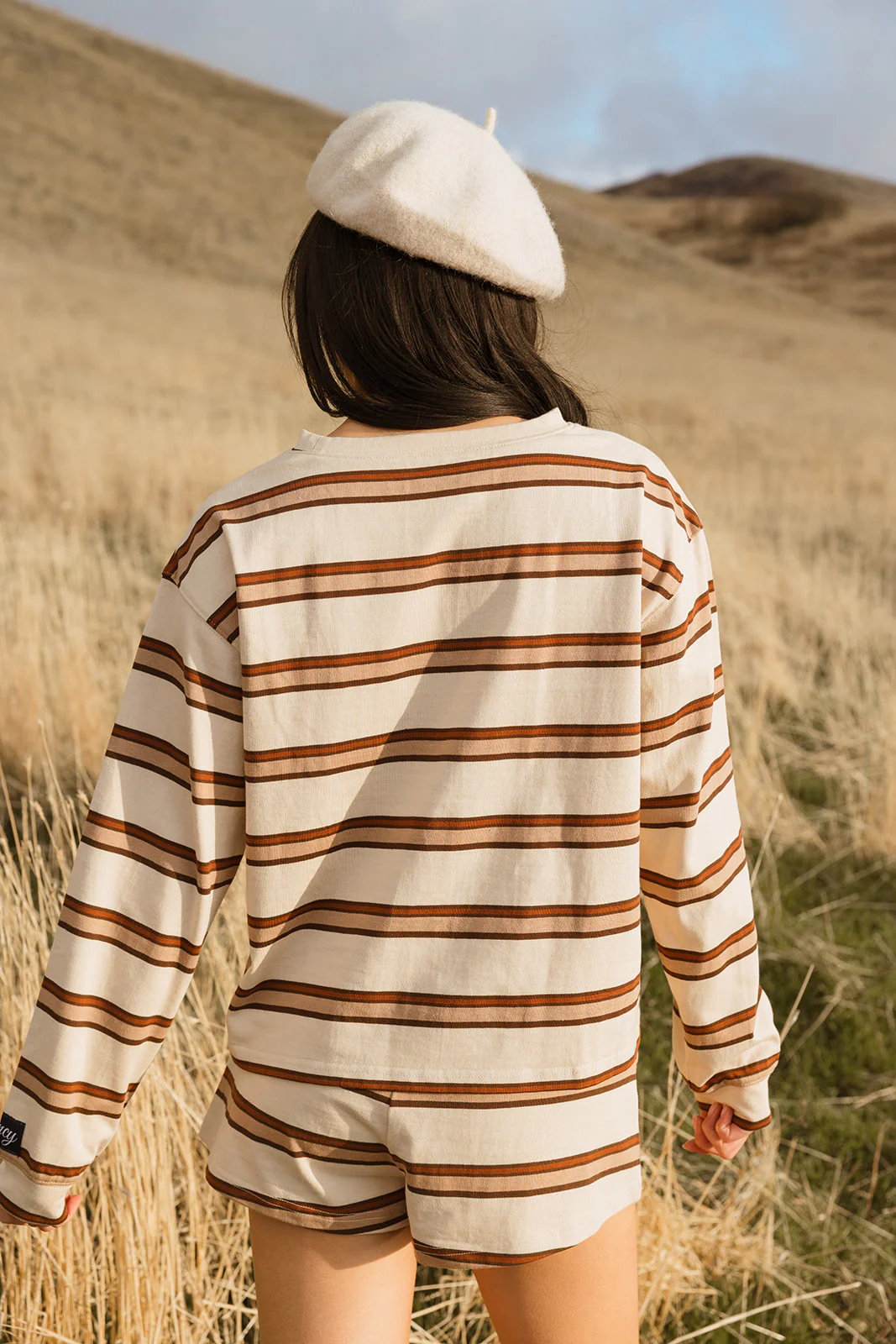 Fancy Striped Long Sleeve Top - Desert Sand Brown - Image 12