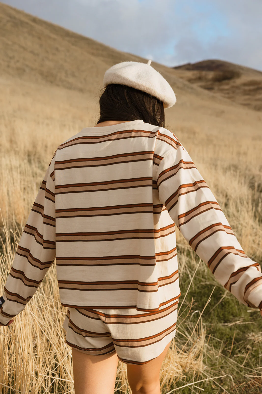 Fancy Striped Long Sleeve Top - Desert Sand Brown - Image 34